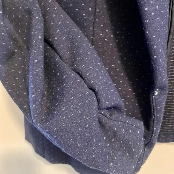 Amanda & Chelsea 3/4 ruched sleeve navy blue & white blazer size large - Picture 4 of 9